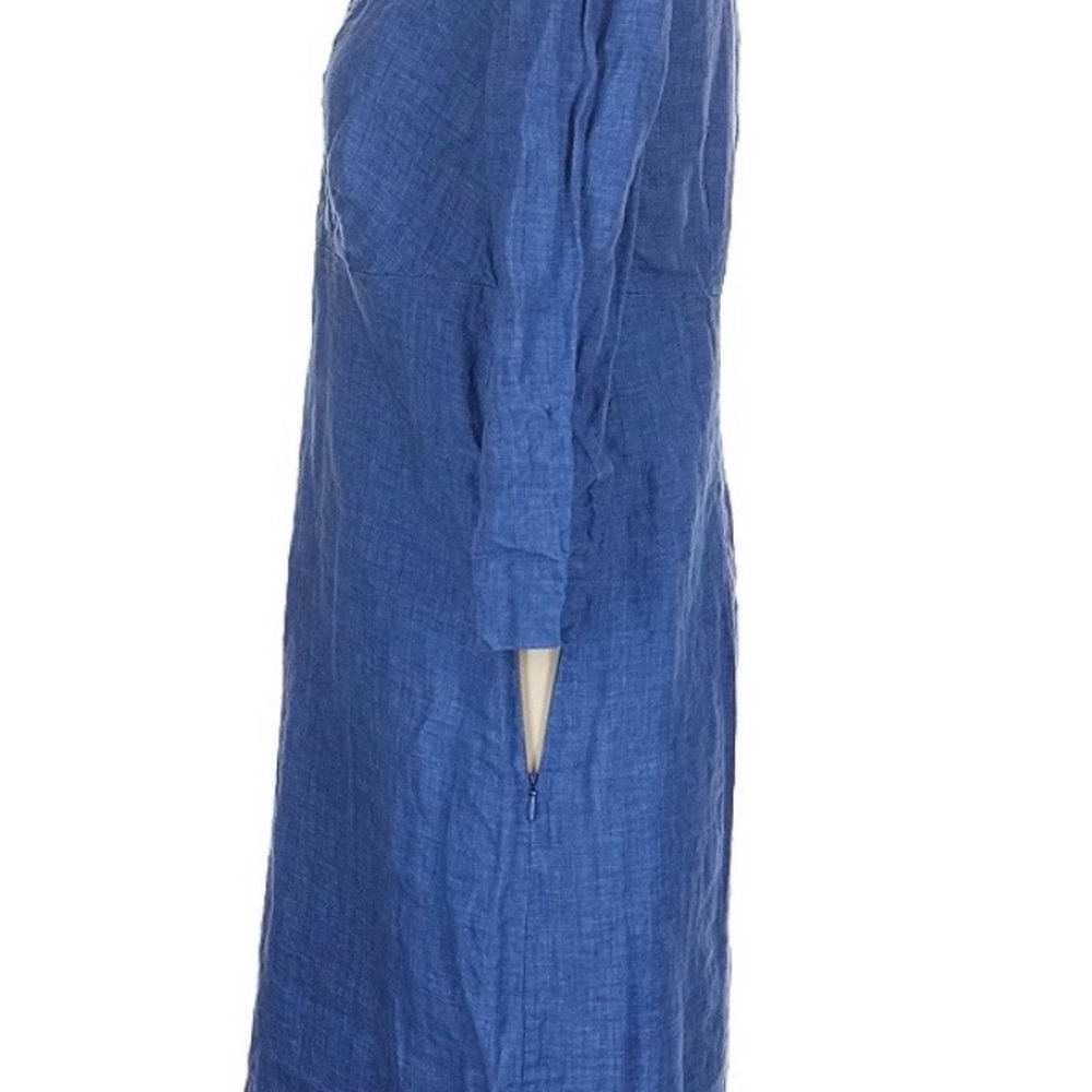 Boden 100% Linen Blue 3/4 Sleeved Dress - Picture 9 of 10